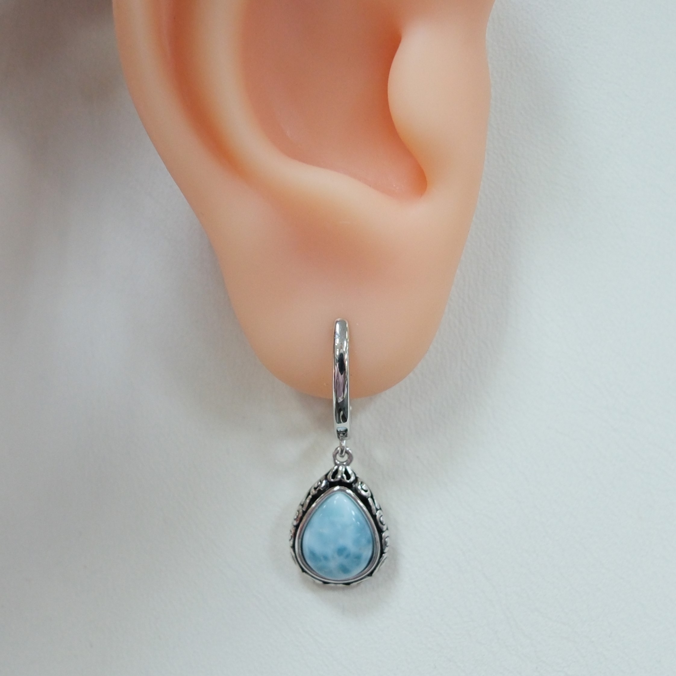 Серебряные серьги с ларимарами